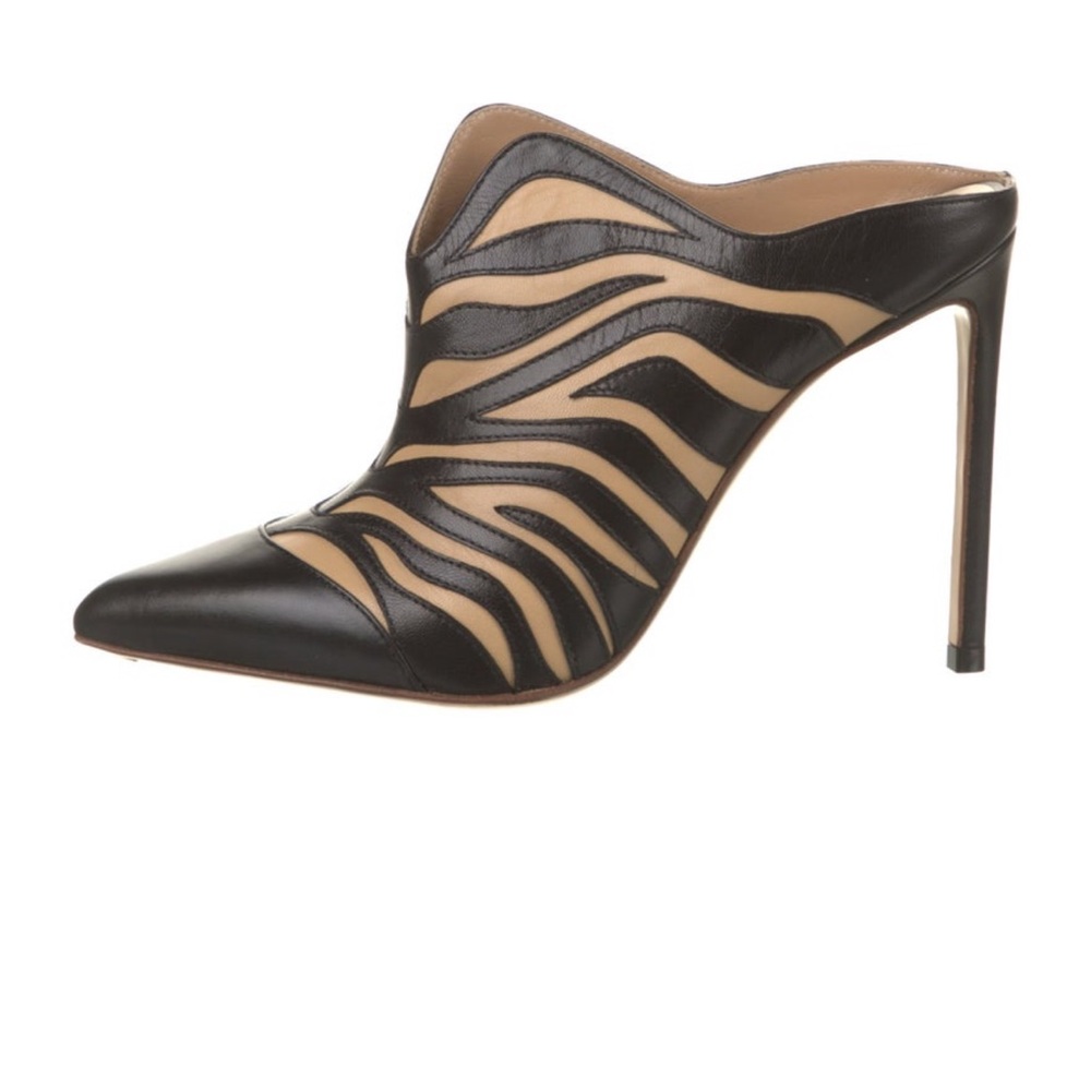 Francesco Russo leather animal print mules